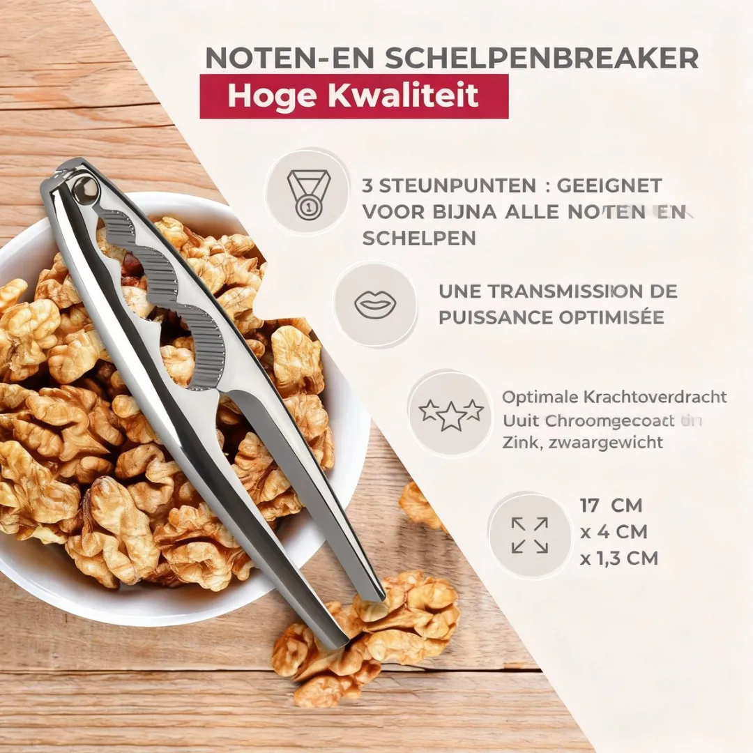 Fackelmann Premium Notenkraker - Verchroomd Staal - Zilver