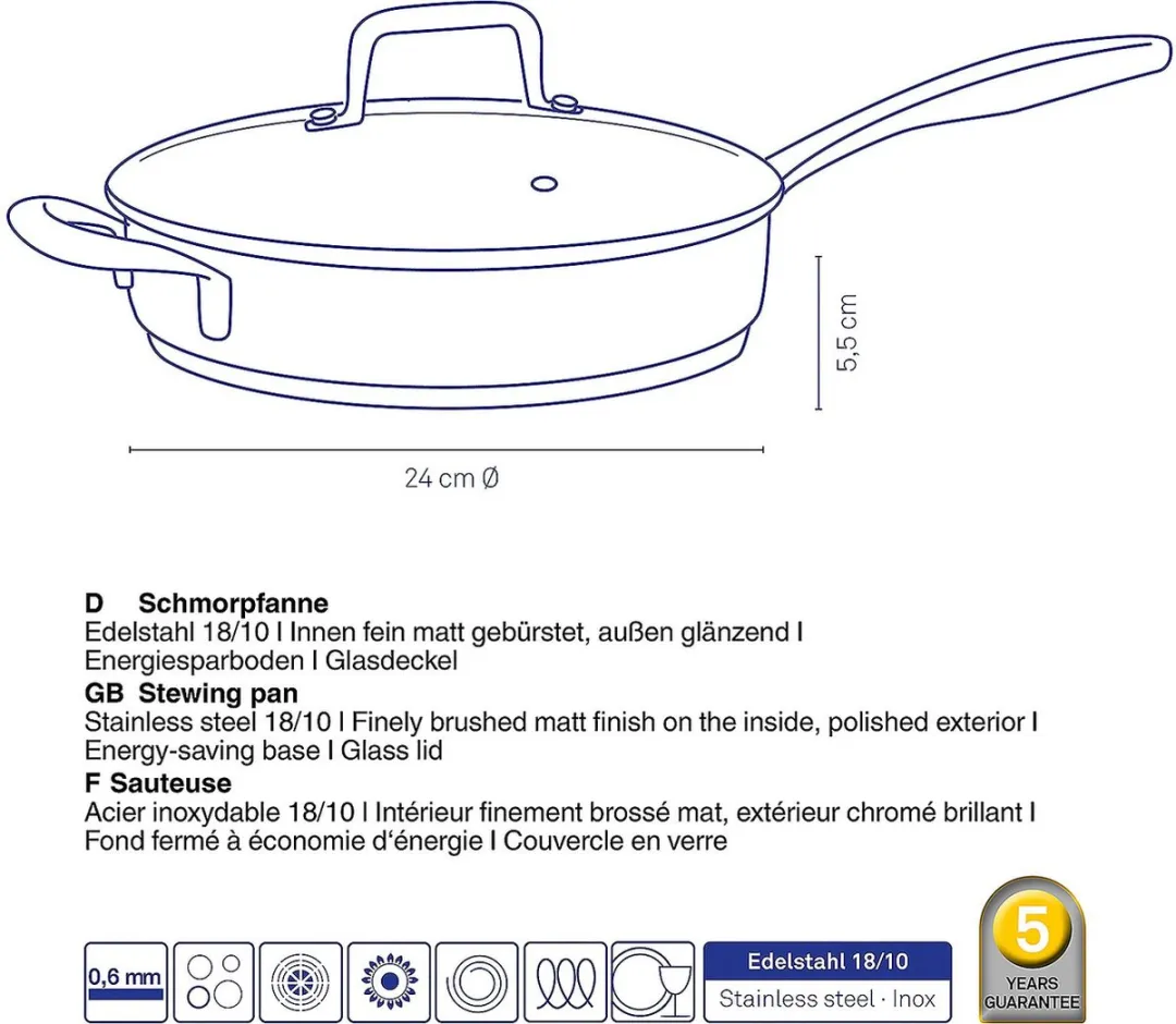 Kela Hapjespan RVS 24cm - 1.8L - afbeelding 6 van 6
