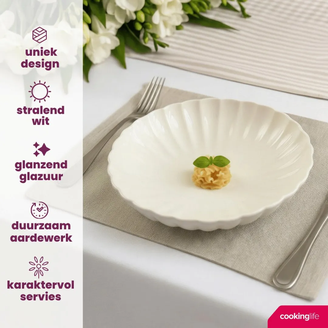 Cookinglife Diepe Bordenset Cardida Off White - 6 Stuks Ø20cm