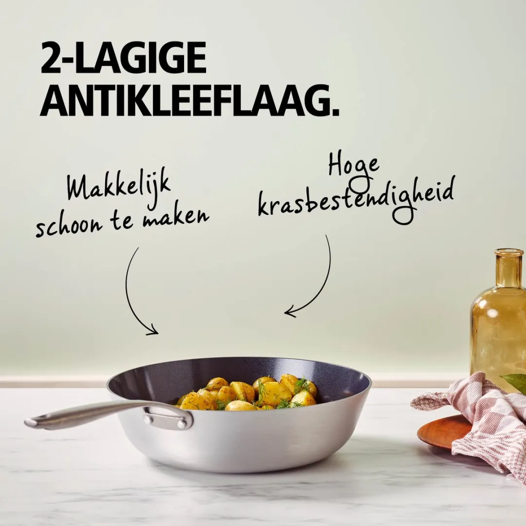 Brabantia Dusk Wokpan 28cm - Keramische Antiaanbaklaag - Grijs