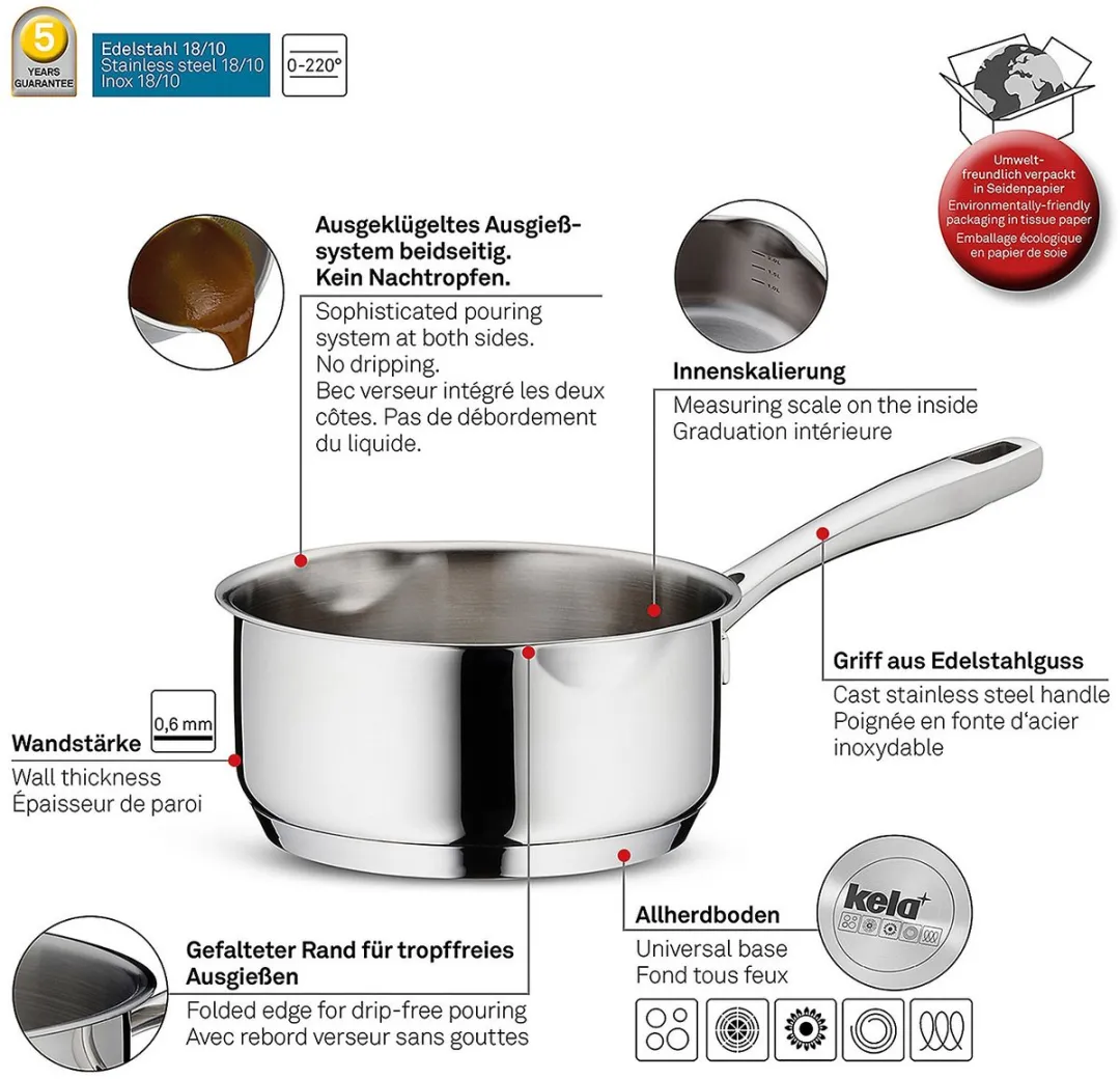 Kela Steelpan RVS 0,8L - 14cm