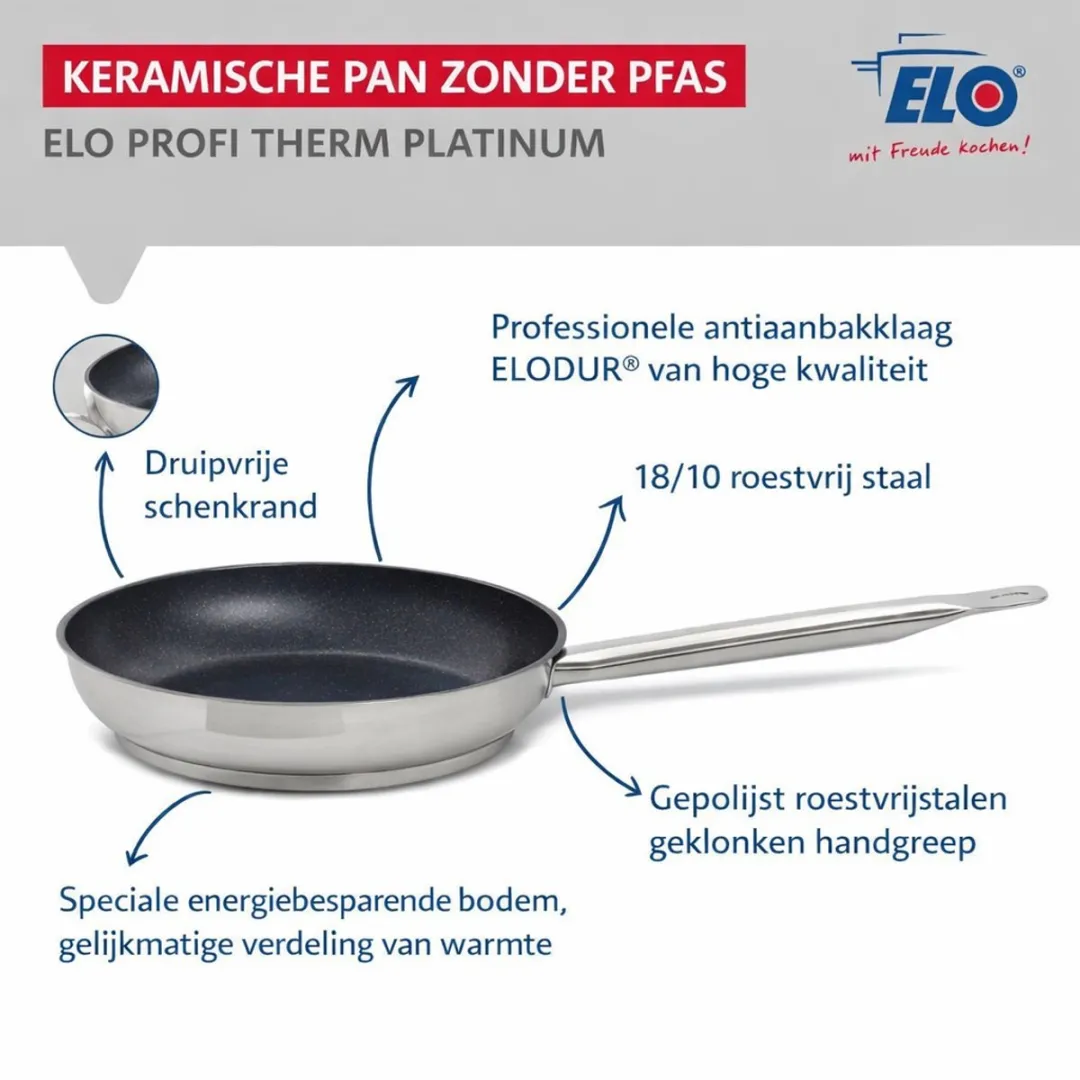 Fackelmann Elo 9804550 Koekenpan 32cm - RVS met glazen deksel