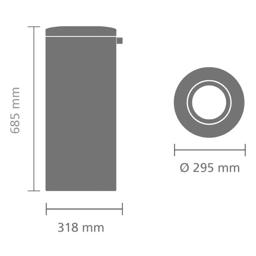 Brabantia Vlamverdovende Prullenbak 30L - Matt Steel
