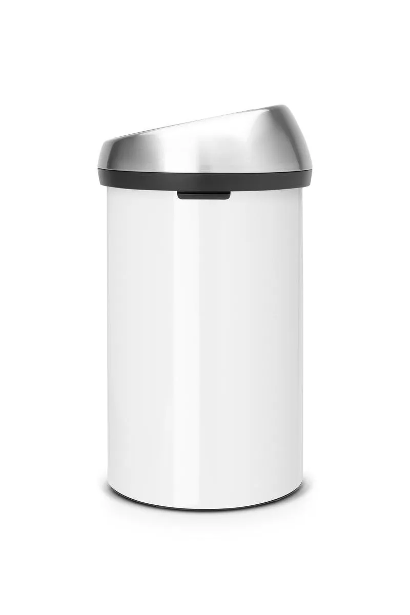 Brabantia Touch Bin Prullenbak 60L - Wit/Metaal - Vingerafdrukbestendig