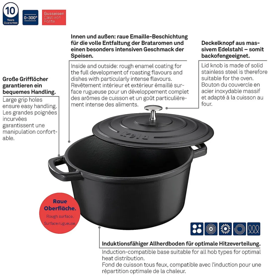 Kela Calido Braadpan 26cm - 5L - Zwart - afbeelding 6 van 6