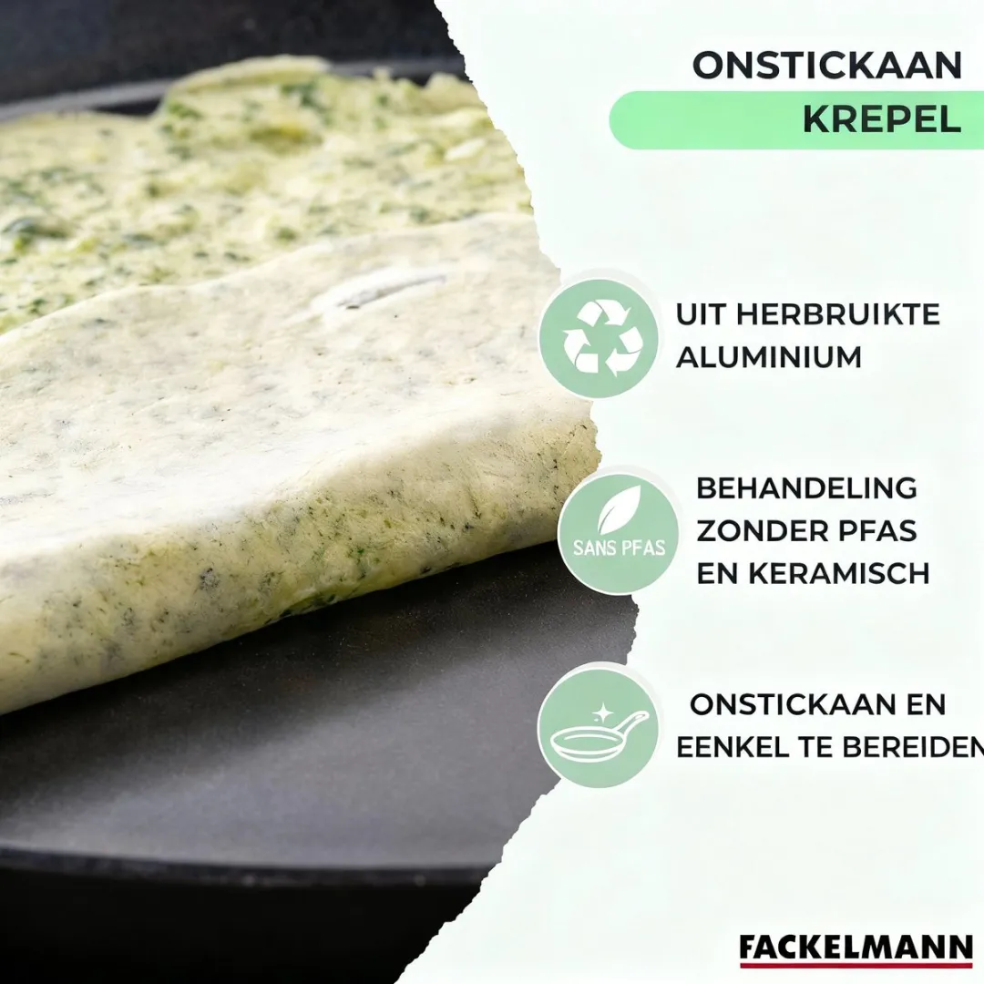 Fackelmann Pannenkoekenpan 26cm - Zwart/ Groen - Alle warmtebronnen