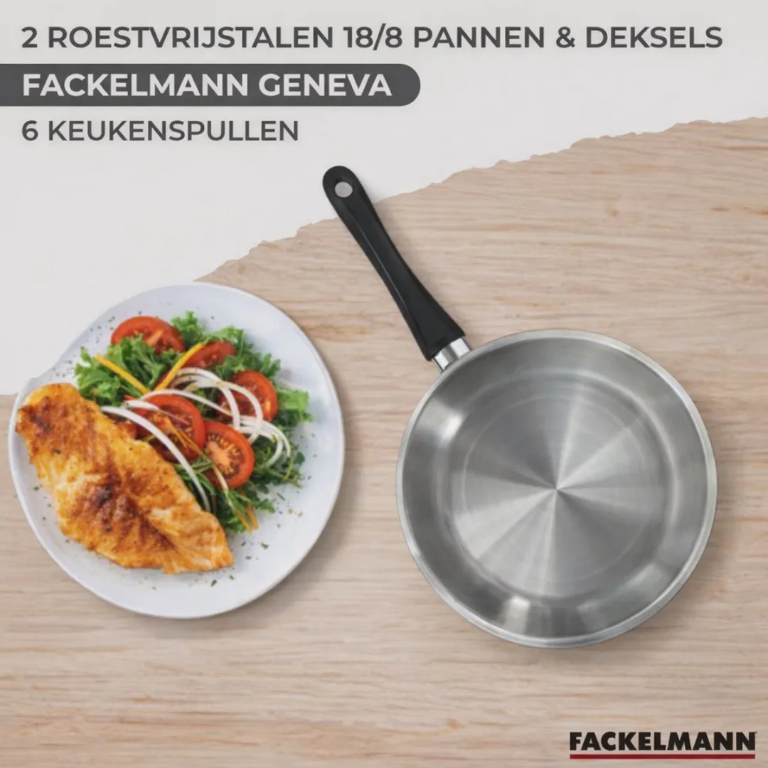 Fackelmann 9442950 Set Roestvrijstalen Pannen 20 & 24cm - 2 Stuks