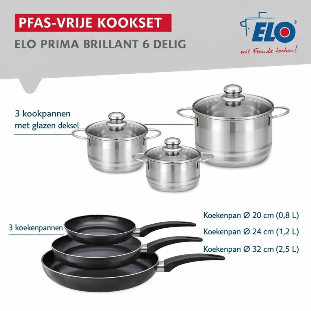 Fackelmann Elo 9745550 Keukenset 6-delig - Inductie - Zwart