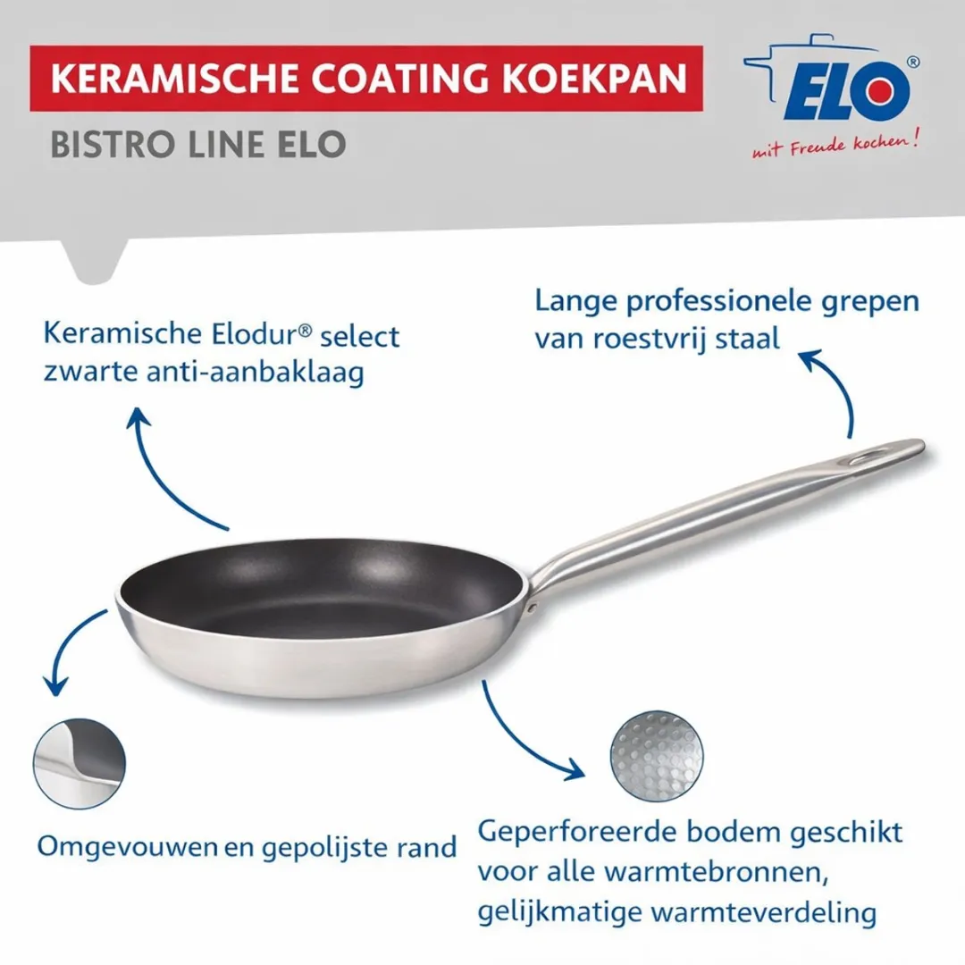 Fackelmann Elo 9803350 Koekenpan 32cm - RVS bodem - Grijs