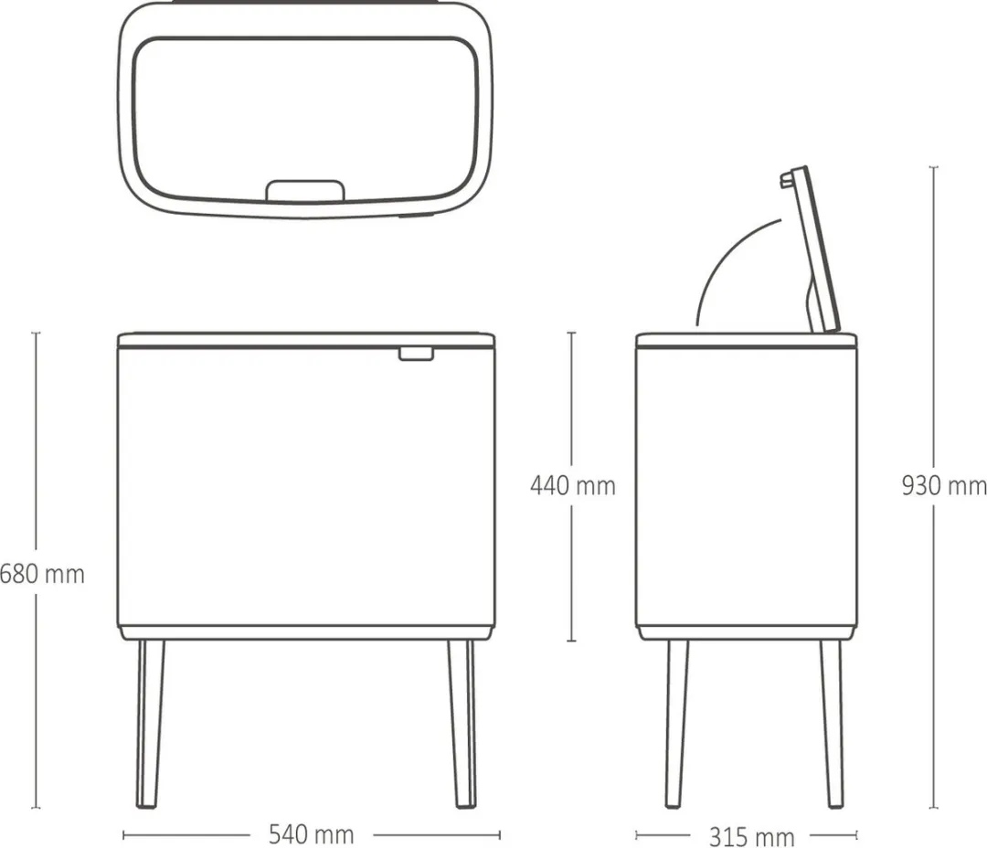 Brabantia Bo Touch Bin Prullenbak 34L - 2 Vakken - White