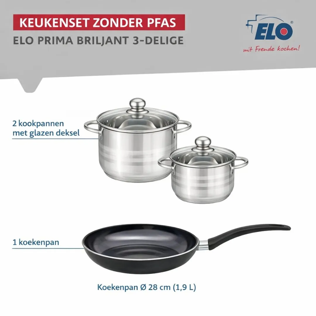 Fackelmann ELO 9716550 Keukengerei Set - 3-delig Inductie - Zwart