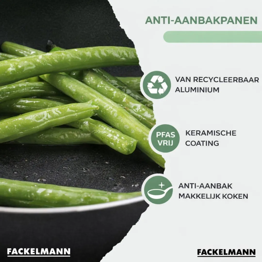 Fackelmann 9431450 Anti-aanbakset 2 Pannen 16+20cm - Keramisch - Zwart/Turquoise