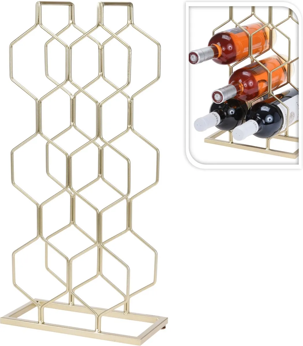 Excellent Houseware Wijnrek 8 Flessen - Goud - Metaal