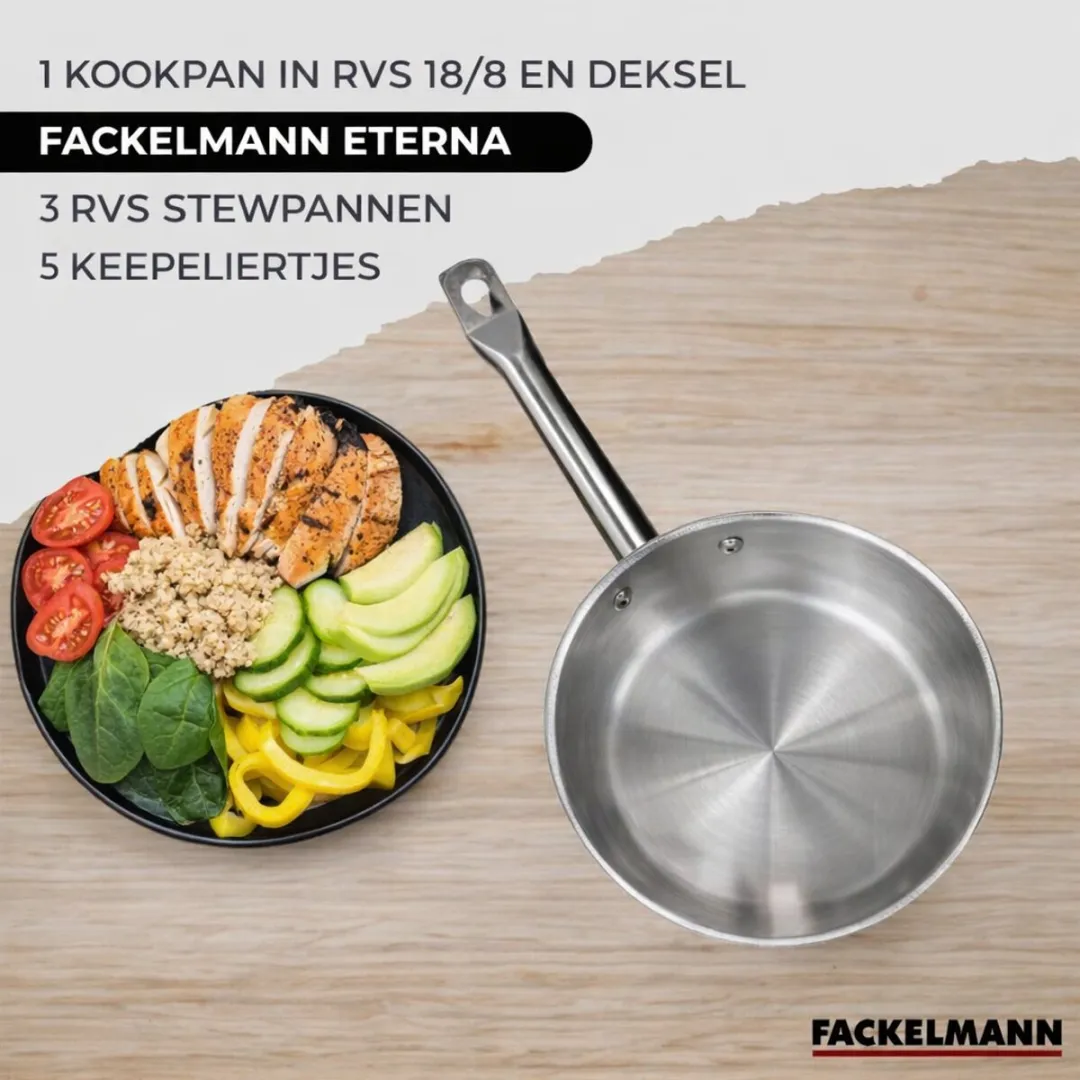 Fackelmann Etherna 9200950B88 Kookset - 4 Pannen 16/20/24/28cm - Roestvrij staal