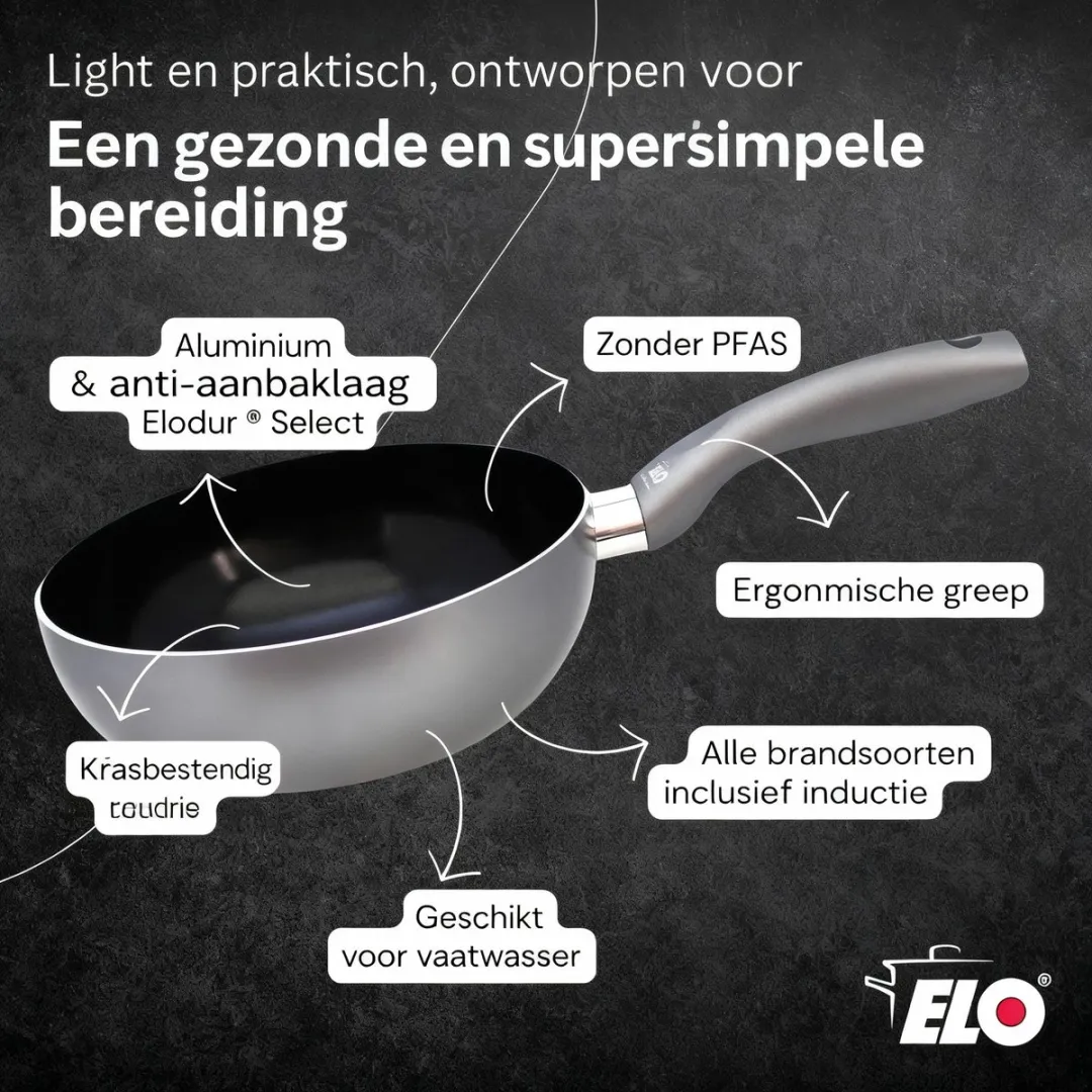Fackelmann Elo 6662026 Wok 20cm - Anti-aanbak - Inductie - 1,1L