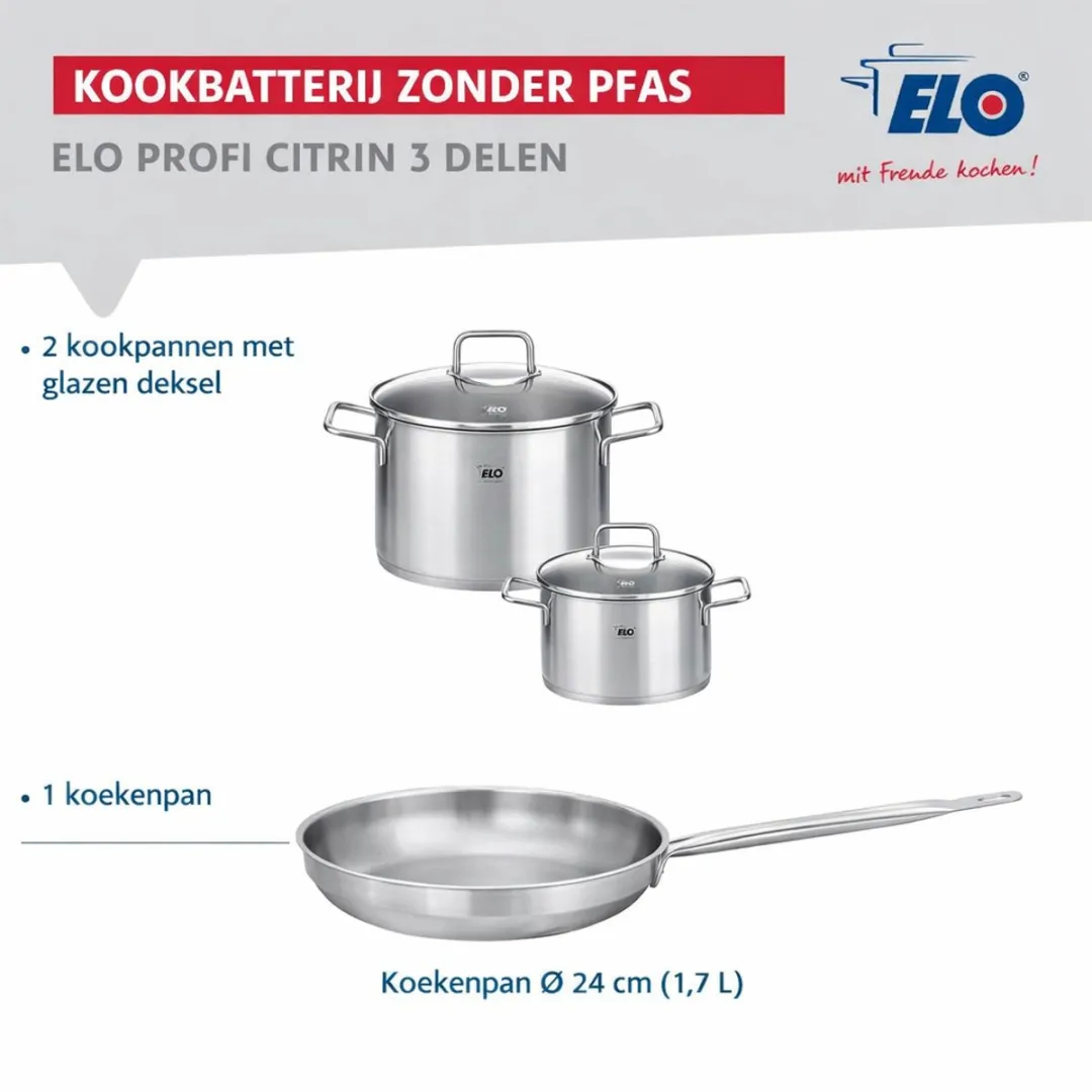 Fackelmann Elo Profi Keukengerei Set 3-delig - 24/16/14cm - Roestvrij staal
