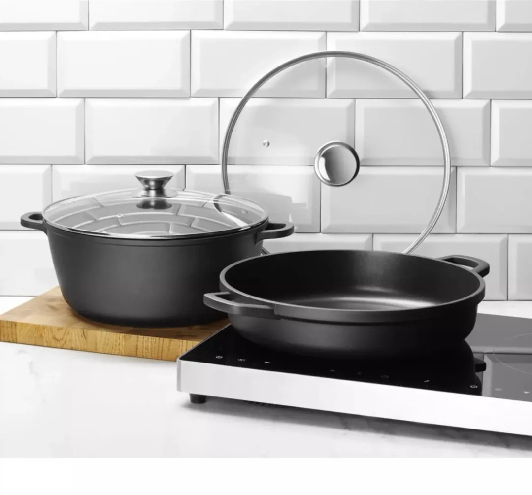 HENDI Braadpan 611029 - 7 liter - Gietaluminium - Zwart