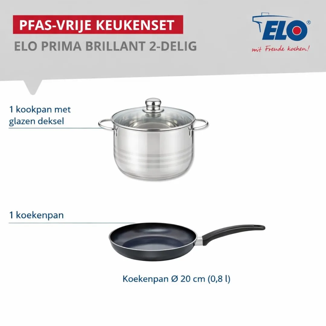Fackelmann Elo Prima Keukengerei Set 2-delig - 20cm Koekenpan & 24cm Braadpan - Roestvrij staal - afbeelding 6 van 6