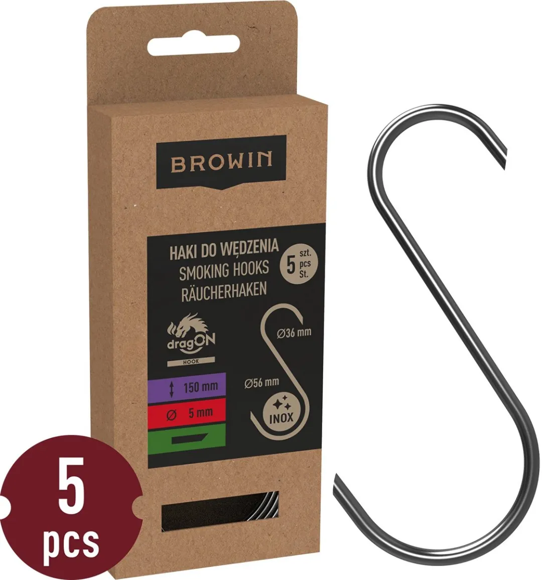 Browin S-vormige Vleeshaken 150mm Ø5mm