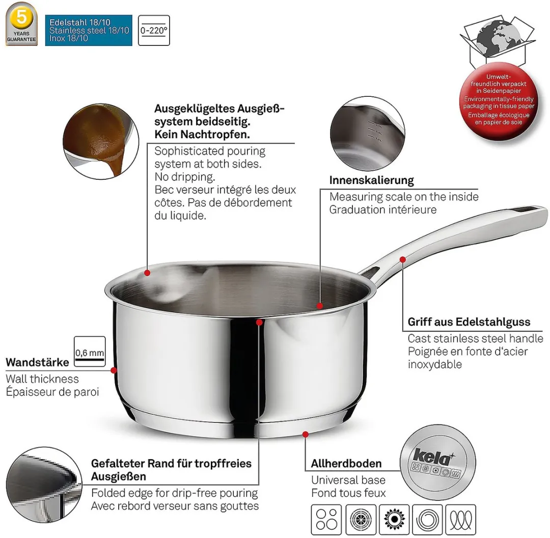 Kela Steelpan RVS 1,3L - 16cm