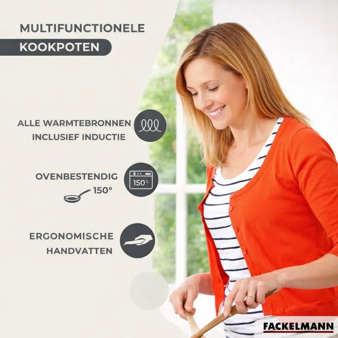 Fackelmann 9441950 Set Roestvrijstalen Pannen 20/28cm