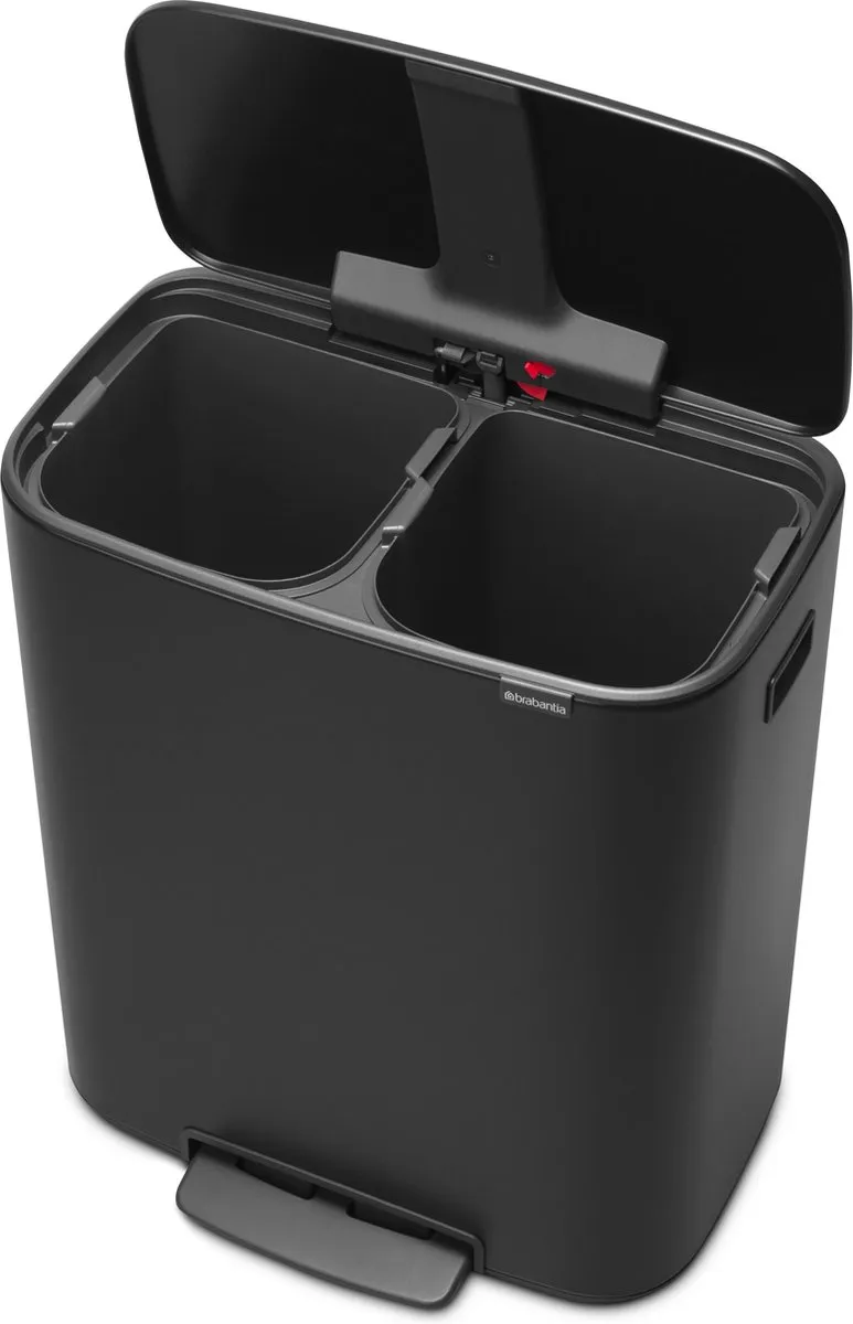 Brabantia Bo Prullenbak 2x30L - Afvalscheiding Matt Black - 80 Zakken