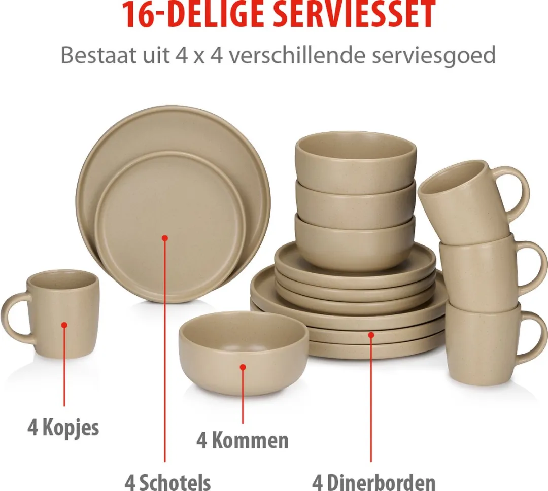 Alpina Serviesset 16-delig - 4 Personen - Zandkleur - afbeelding 6 van 6
