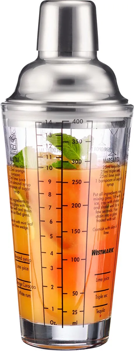 Westmark Cocktailshaker Sam 400ml - Roestvrij staal/Glas