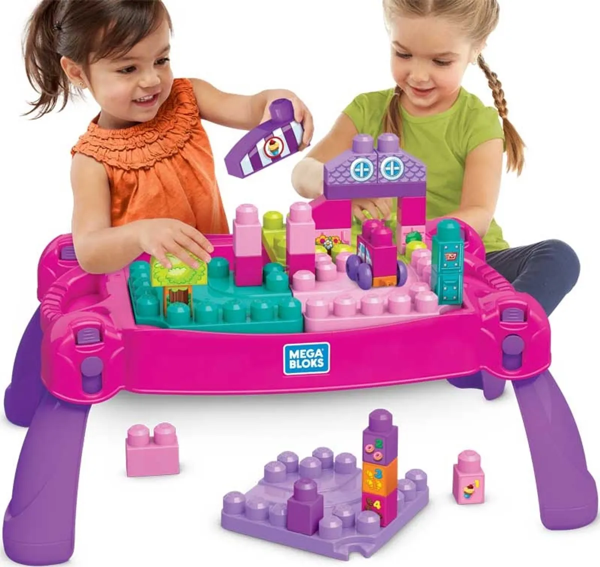 Mega Bloks Bouw en Leer Speeltafel Roze - 30 Stukken