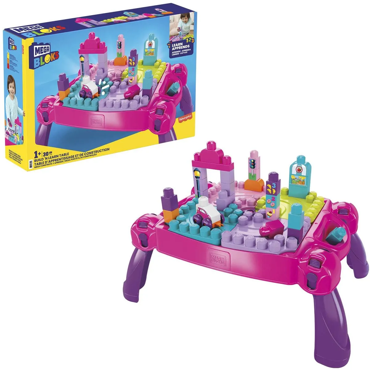 Mega Bloks Bouw en Leer Speeltafel Roze