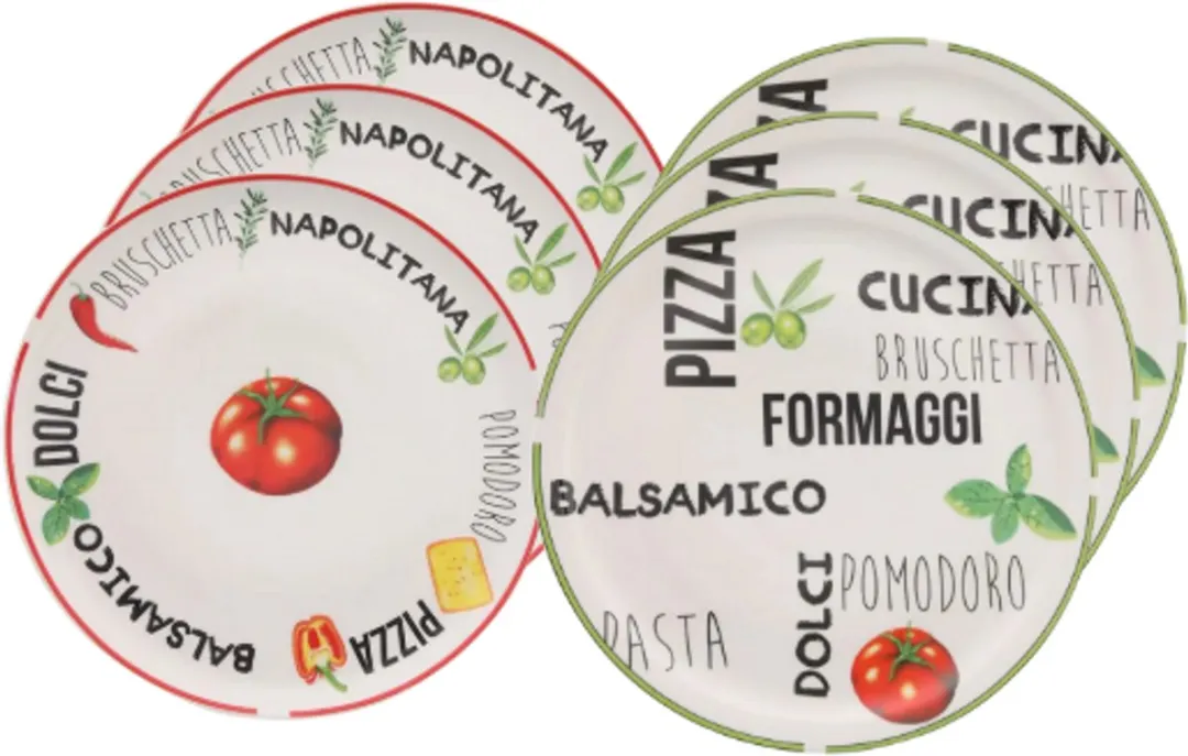 Cookinglife Pizzaborden Italia Porselein 6 Stuks