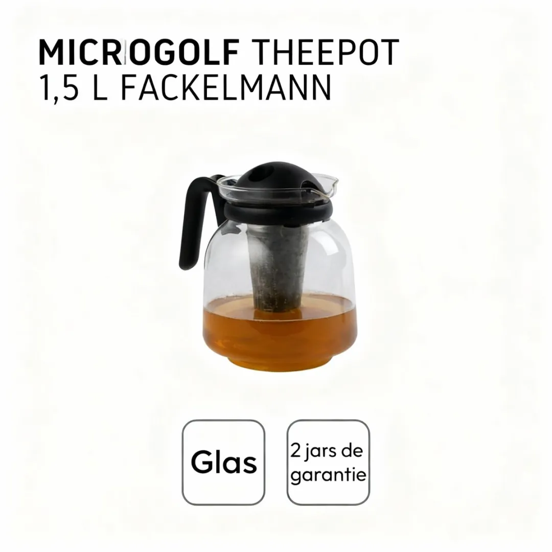 Fackelmann Theepot 1,5L Magnetronbestendig - 11x15,1x9,6cm - Transparant