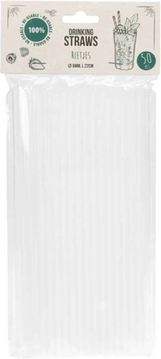Excellent Houseware Herbruikbare Rietjes 100 Stuks - Transparant
