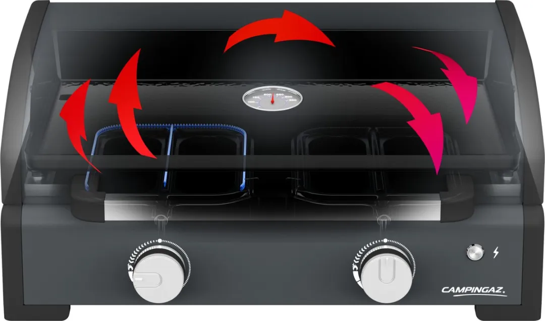 Campingaz Onyx 2 Plancha Tafelbarbecue 2080cm² - 2 Branders - Zwart - afbeelding 6 van 6