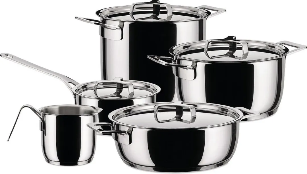 Alessi Jasper Morrison Pannenset AJM100S9 - 6-delig - Zilver