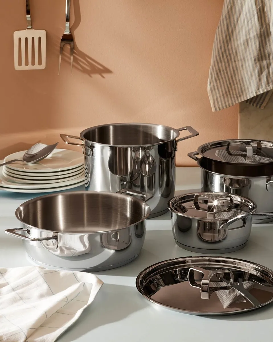 Alessi Jasper Morrison Pannenset AJM100S9 - 6-delig - Zilver