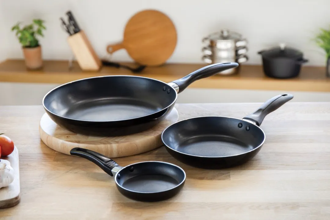 KitchenCraft Anti-aanbak Braadpannenset 3-delig - 12/20/28cm - Zwart