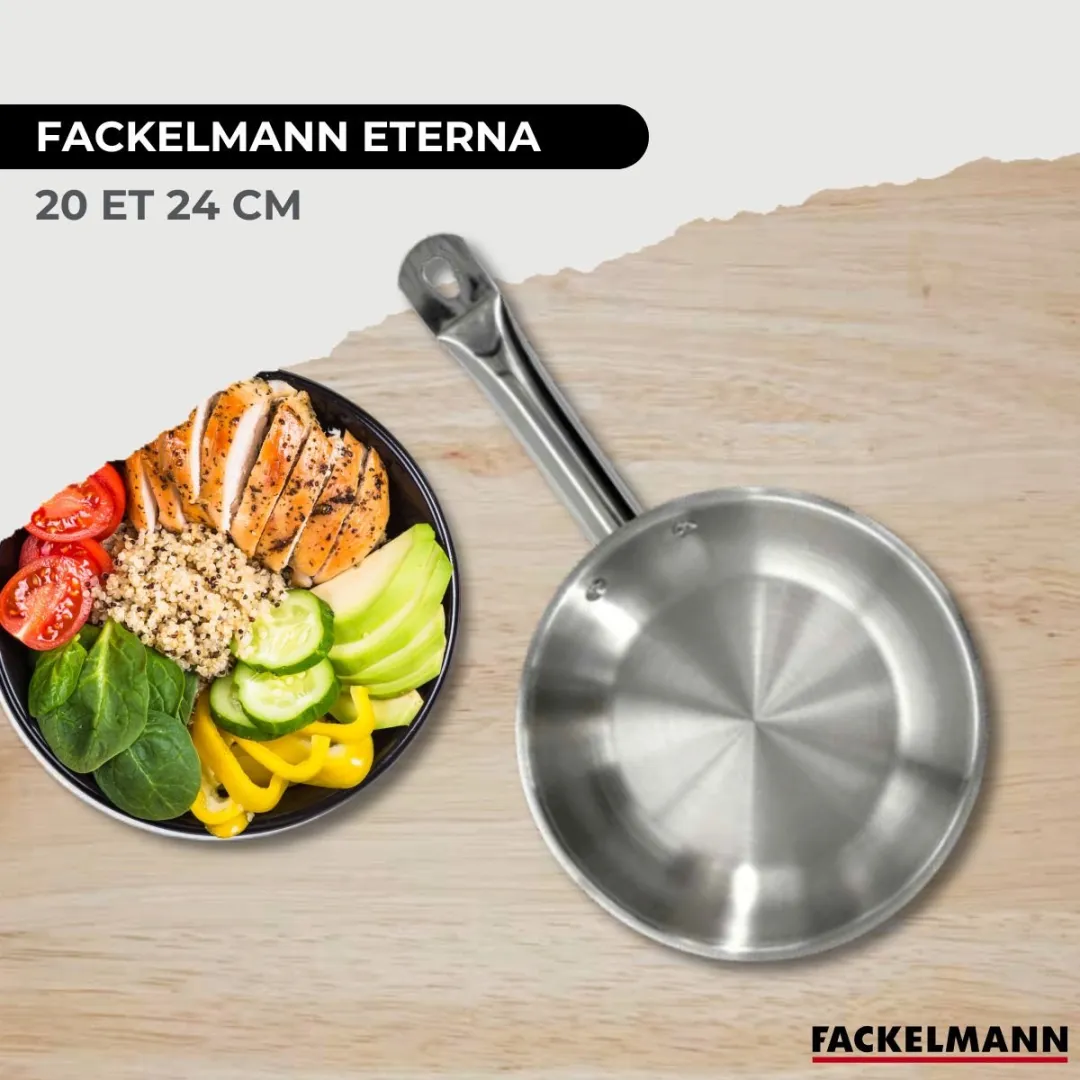 Fackelmann Eterna 9438050 2 Pannen 20/24cm - Roestvrij staal - 2 Glazen deksels - afbeelding 6 van 6