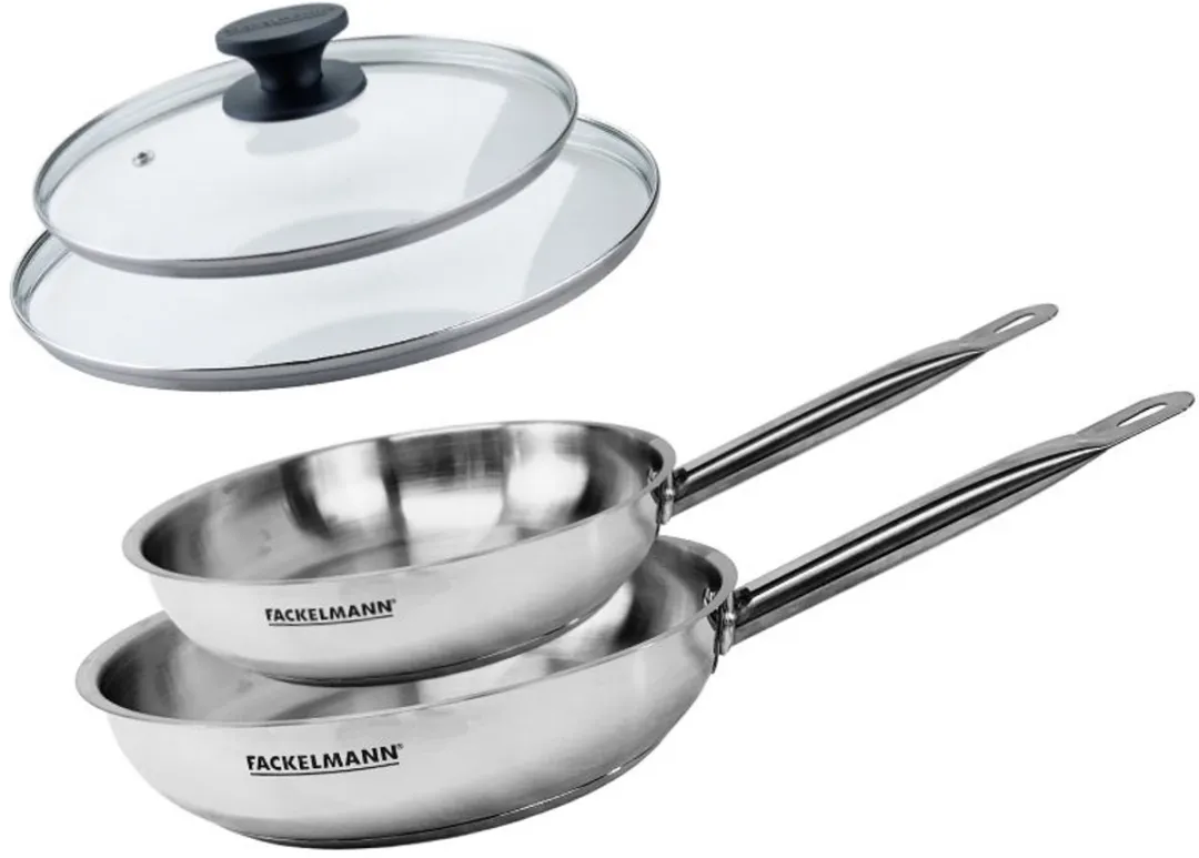 Fackelmann Eterna 9438050 2 Pannen 20/24cm - Roestvrij staal - 2 Glazen deksels