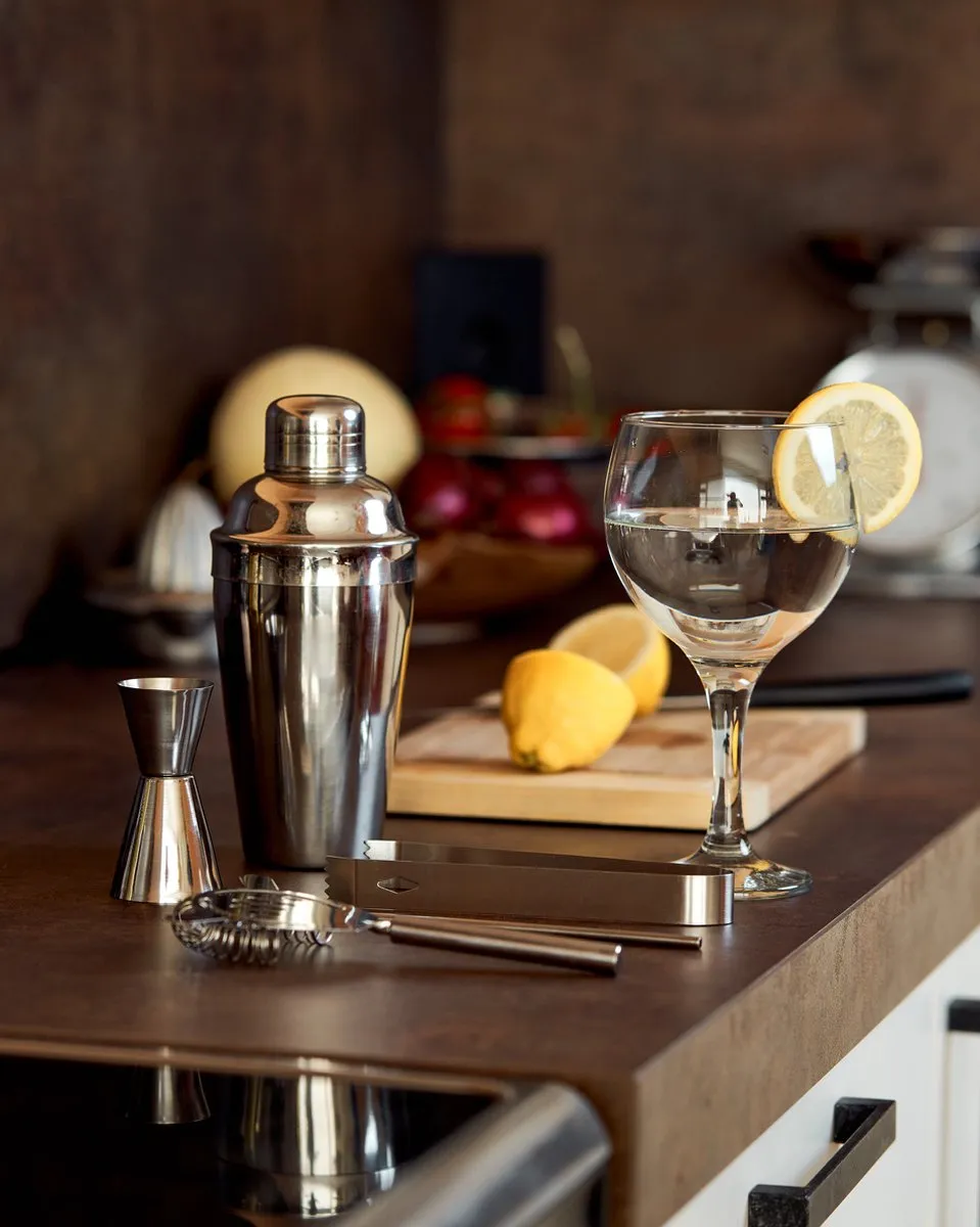 Cocktailshaker set 5-delig roestvrij staal