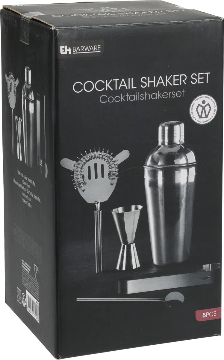 Excellent Houseware Cocktailshaker Set A12441260 - 5-delig Roestvrij Staal - afbeelding 6 van 6