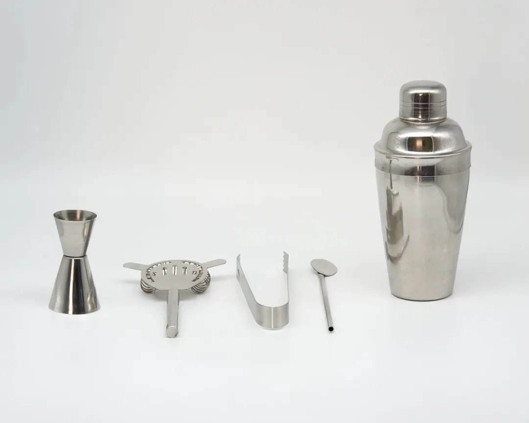 Cocktailshaker set 5-delig roestvrij staal