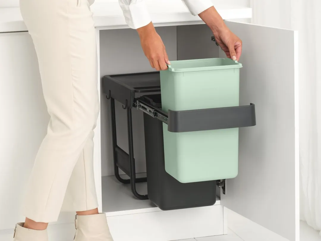 Brabantia Sort & Go Inbouwprullenbak 2x15L - Jade Green/Dark Grey - afbeelding 6 van 6