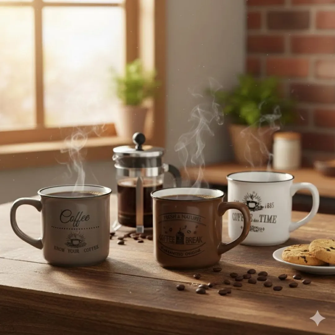 Excellent Houseware Koffiemok Cosy - 3 Stuks - 330ml - Multi