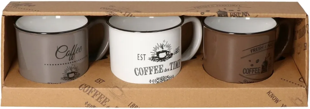 Excellent Houseware Koffiemok Cosy - 3 Stuks - 330ml - Multi