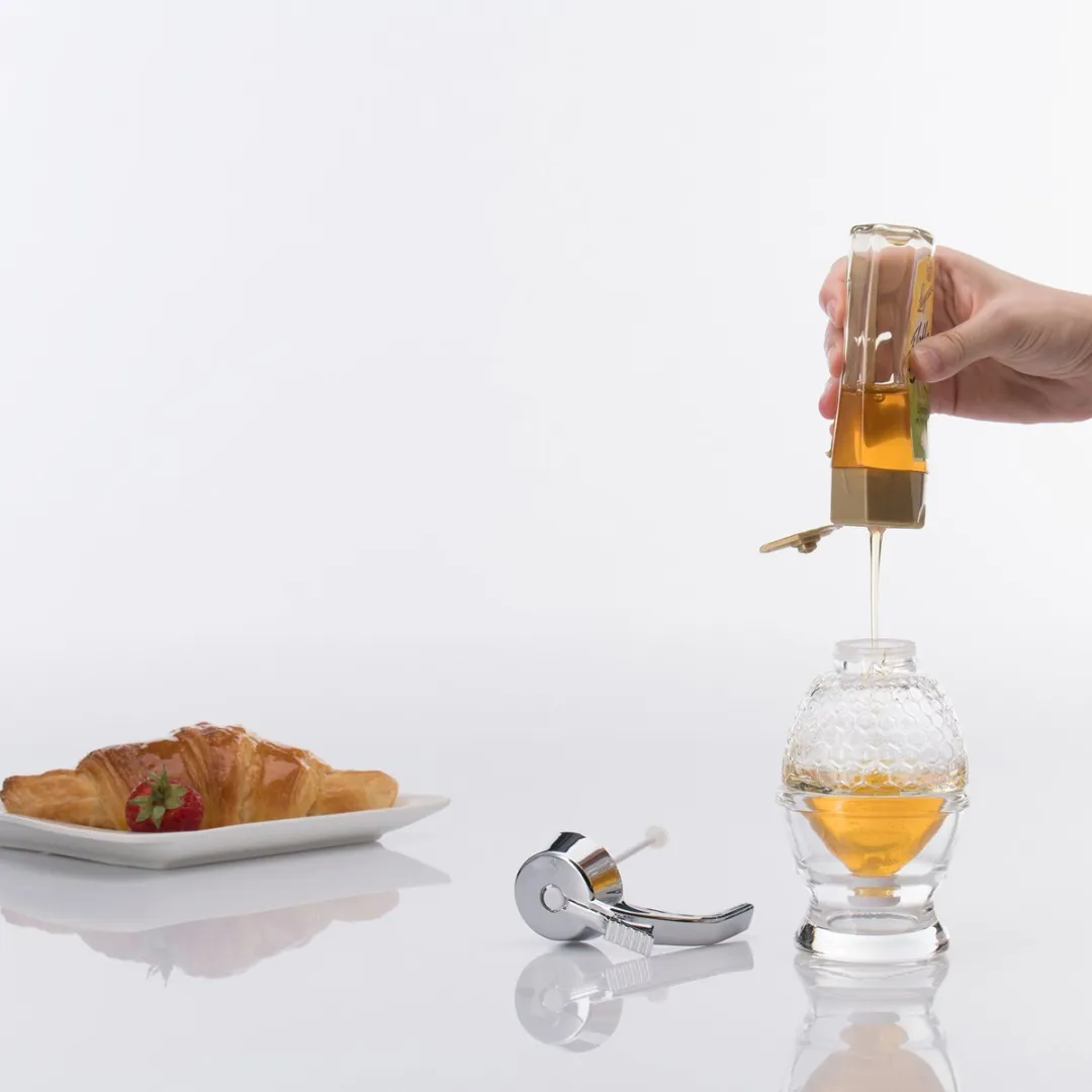 Westmark Honingdispenser Deluxe 200ml - Glas/Plastic - Transparant/Zilver