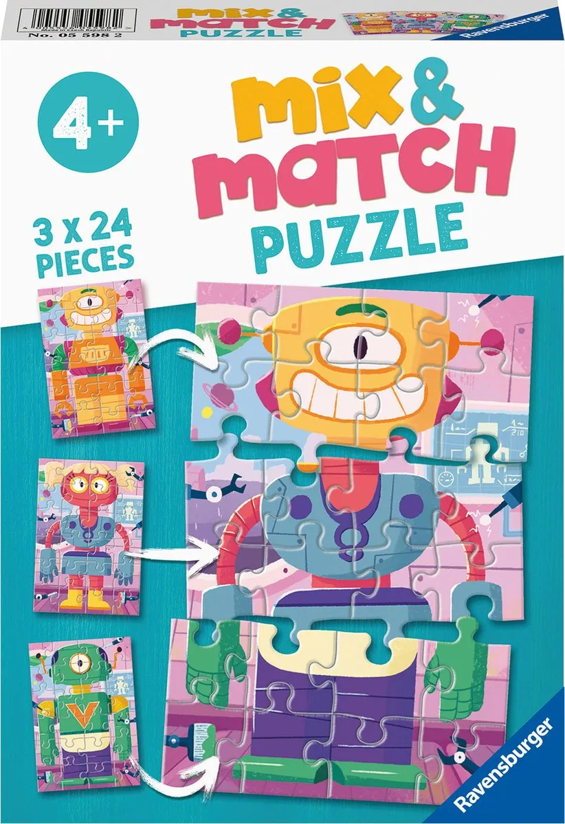 Ravensburger Mix & Match Schattige Robots Legpuzzel 24 Stuks