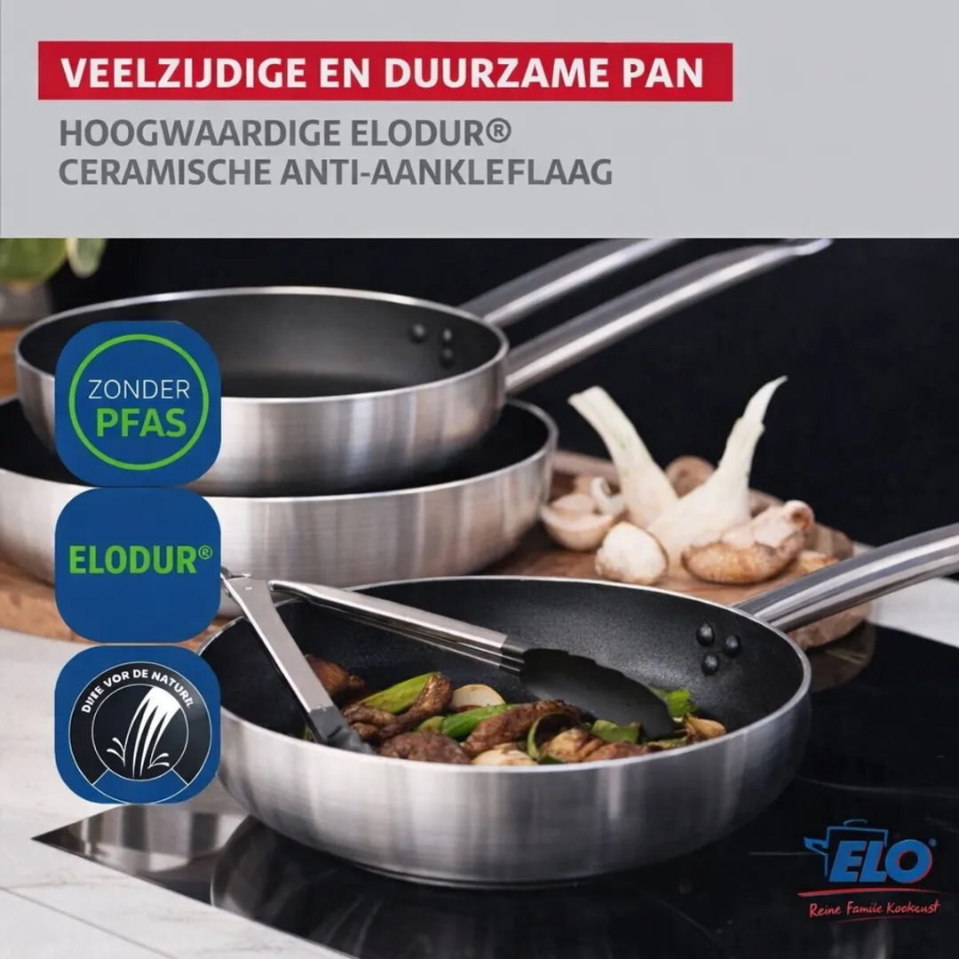 Fackelmann Elo Koekenpan 32cm - Anti-aanbaklaag Zwart