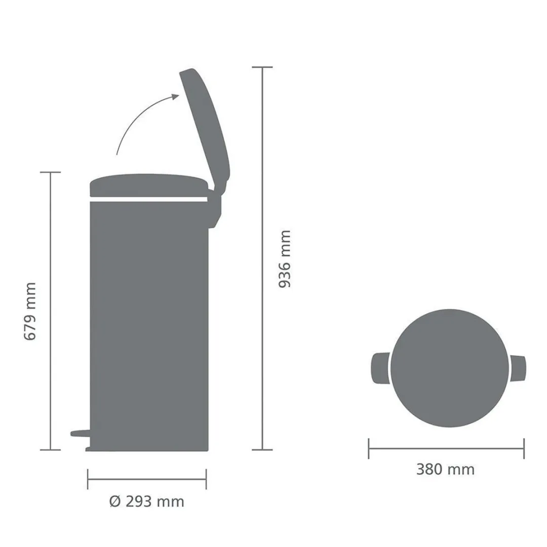 Brabantia NewIcon Prullenbak 30L - Brilliant Steel