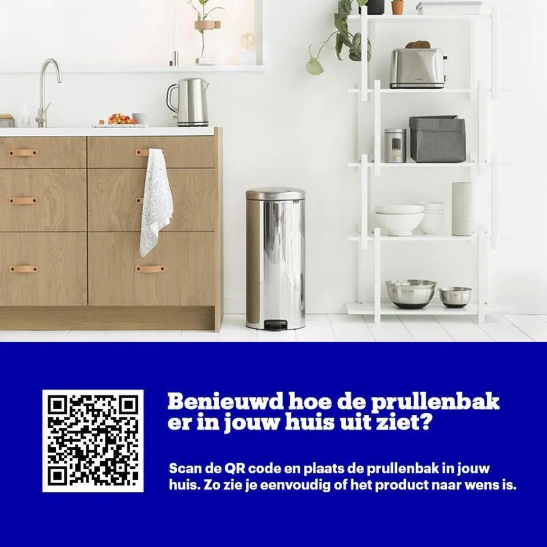 Brabantia NewIcon Prullenbak 30L - Brilliant Steel